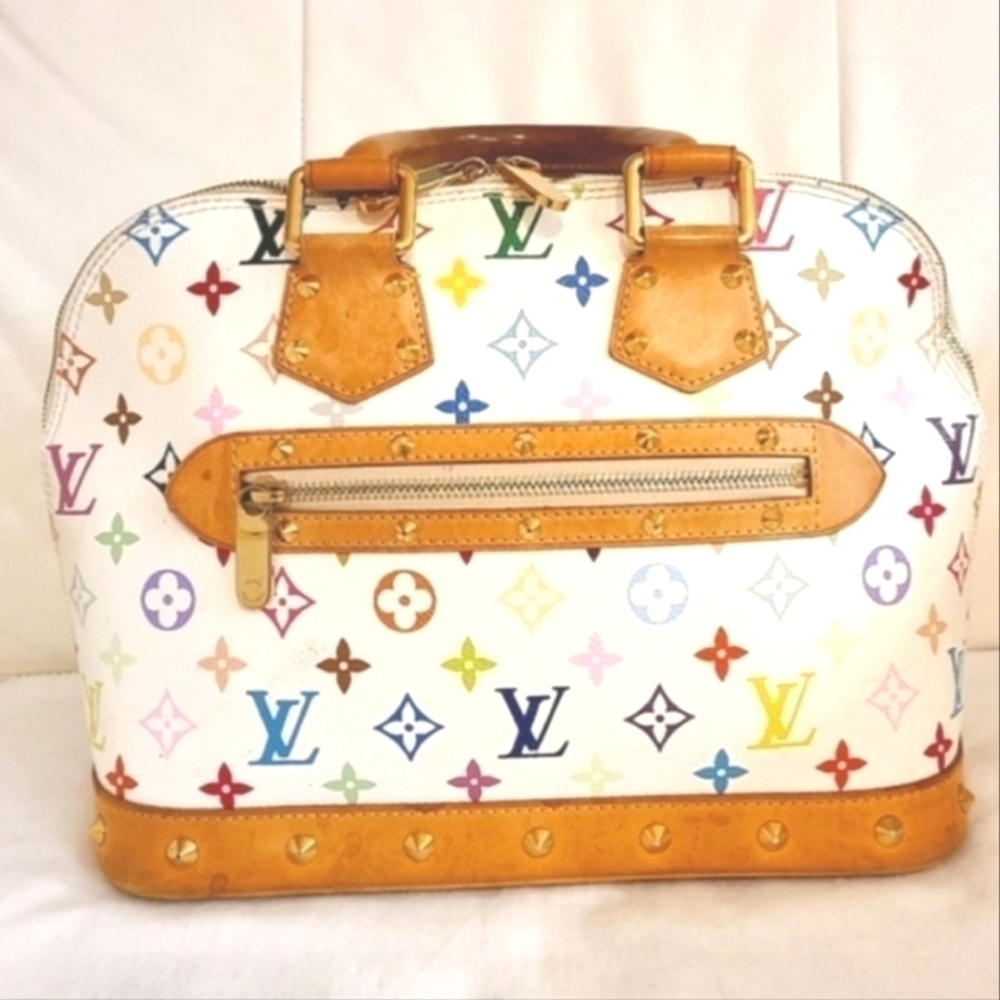 LOUIS VUITTON MURAKAMI ALMA PM BAG WHITE MONOGRAM MULTICOLORE VINTAGE 2003 - Picture 3 of 13